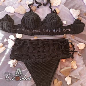 Crochet high waist bikini, crochet bikini set