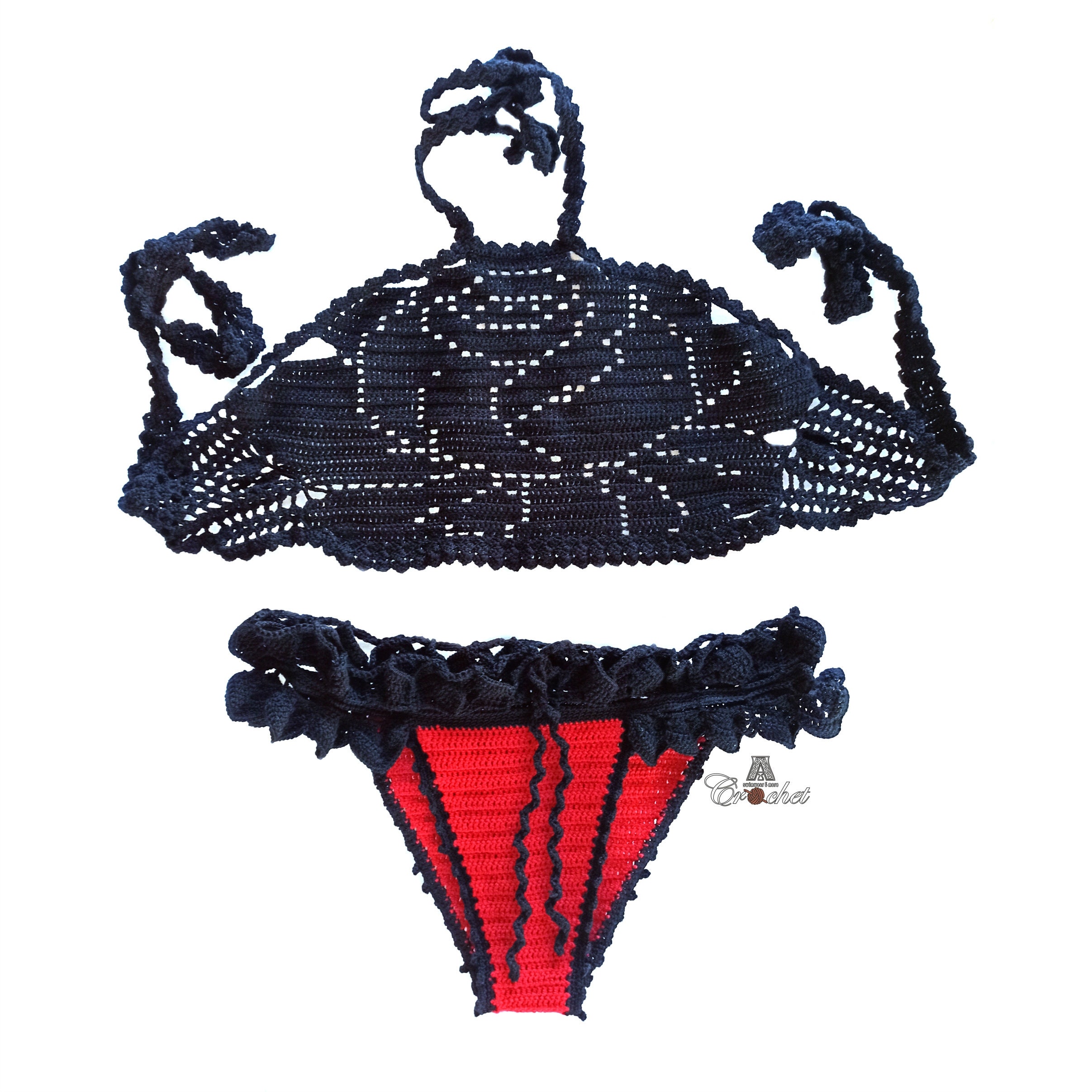 Handcrafted Crochet Sexy Bikini Set - Stylish and Sultry Beachwear, Honeymoon Essentials - Great Anniversary Gift