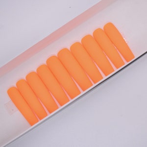 Orange Press On Nails Fall Nails Matte or Gloss Choose Your Shape Coffin Nails Stiletto Nails Fake Nails Glue on Nails image 4