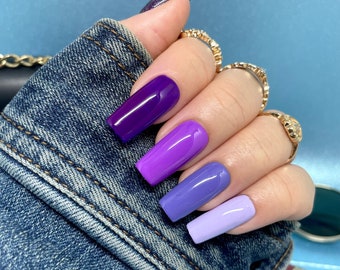 Purple gradient press on Nails | Press on Nail Set | Purple Nails | Medium Square Nails