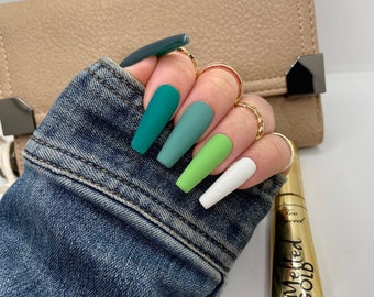 Green Gradient Nails | Press On Nails | Nails | Press Ons