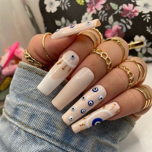 Evil Eye Nails | Evil Eye Press Ons | Mal de Ojo Nails | Press Ons