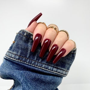 Sangria Press on Nails Burgundy Nails Plain Nail Set Press Ons