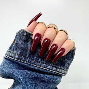 Sangria | Press On Nails | Burgundy Nails | Plain Nail Set | Press Ons | Christmas Nails