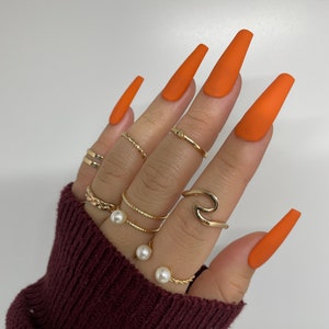 Orange Press On Nails Fall Nails Matte or Gloss Choose Your Shape Coffin Nails Stiletto Nails Fake Nails Glue on Nails image 2
