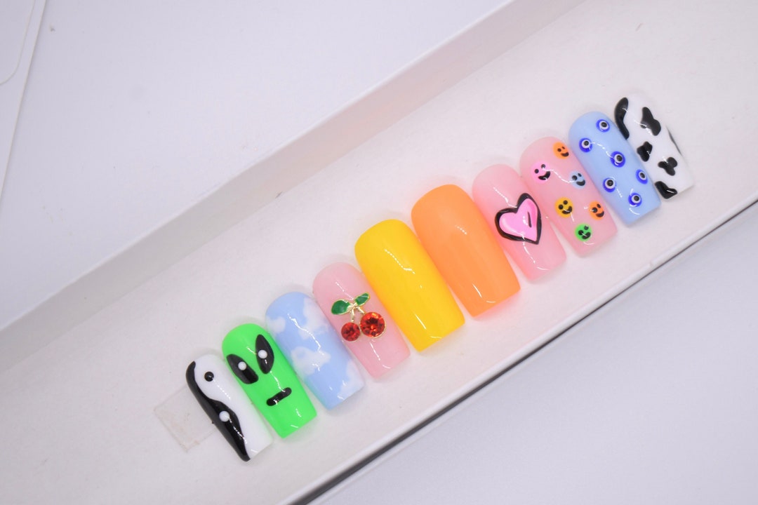 Mix Match Nails Stiletto Nails Colorful Nails Gel Nails - Etsy