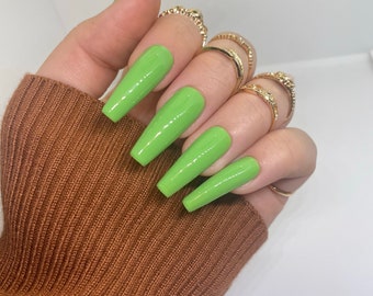 Lime Green, Matte or Glossy, Press On Nails, Nails, Green Press On Nails, Nail Set, False Nails, Green Press Ons, Lime Green Nails