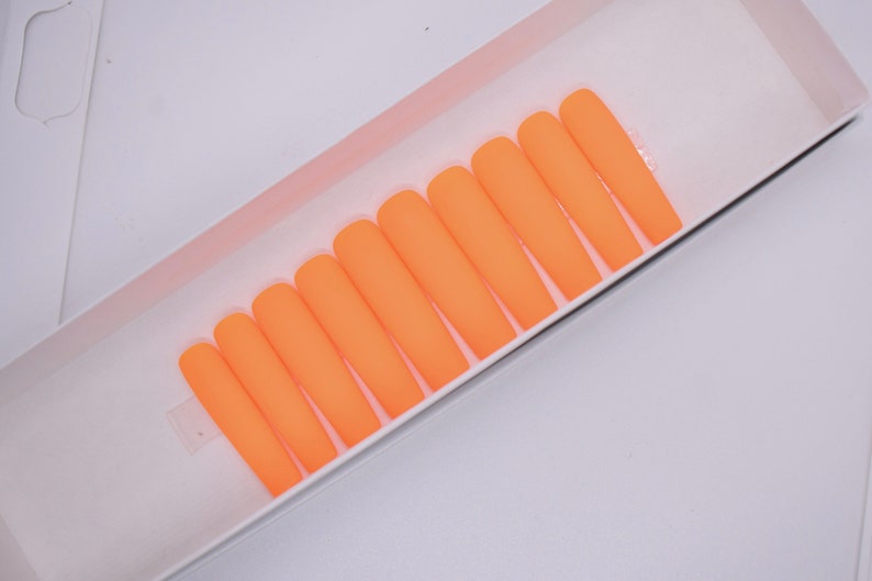 Orange Press On Nails Fall Nails Matte or Gloss Choose Your Shape Coffin Nails Stiletto Nails Fake Nails Glue on Nails image 4