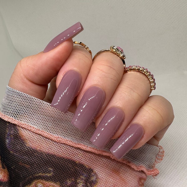 Press On Nails, Light Purple Jelly Nails, Glue On Nails