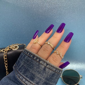 Purple Press On Nails | Plain Press Ons | Press on Nail Set | Plum Colored Nails