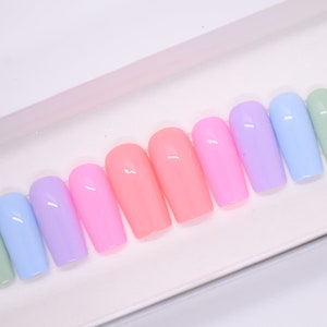 Drücken Sie auf die Nägel, Press Ons, Pastellverlaufsnägel, Pastellnägel, Frühlingsnägel, Kleber auf den Nägeln, Press On Nail Set