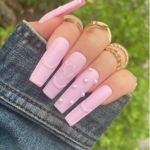 Press On Nails, Pink Matte Nails, Summer Nails, Press Ons, Press On Nail Set