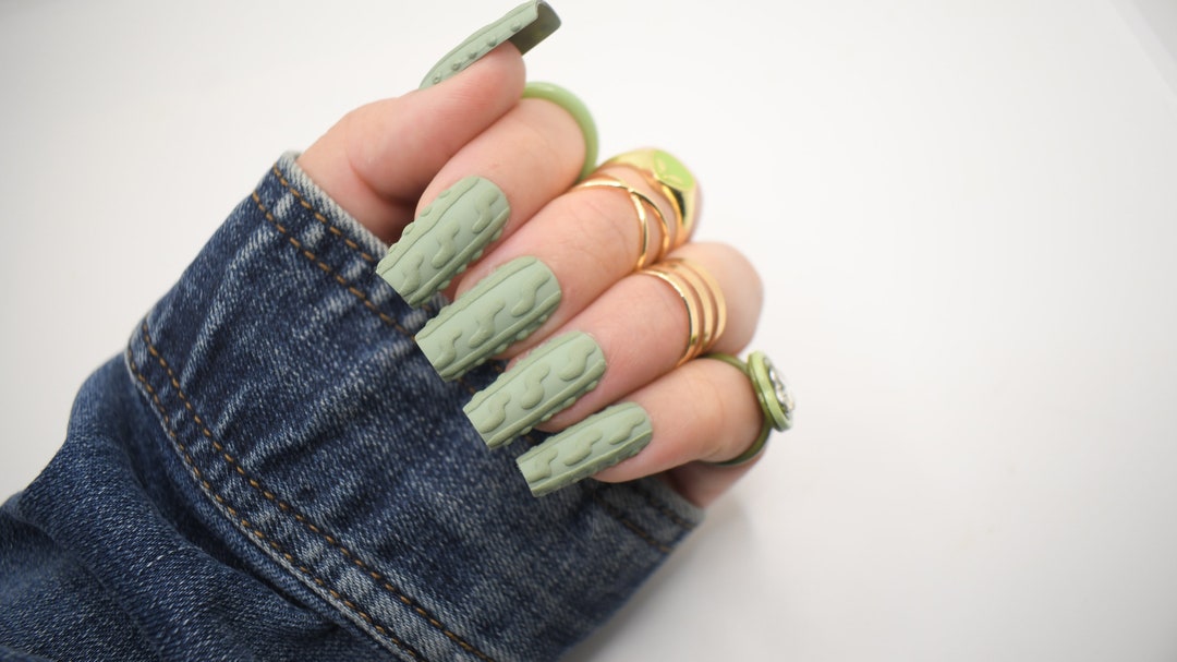 Green Press On Nails Sweater Nails Fall Nails Press Ons Press On Nails Fall Sweater Nails Glue Green Press On Nails Sweater Nails Fall Nails Press Ons Press On Nails Fall Sweater Nails Glue