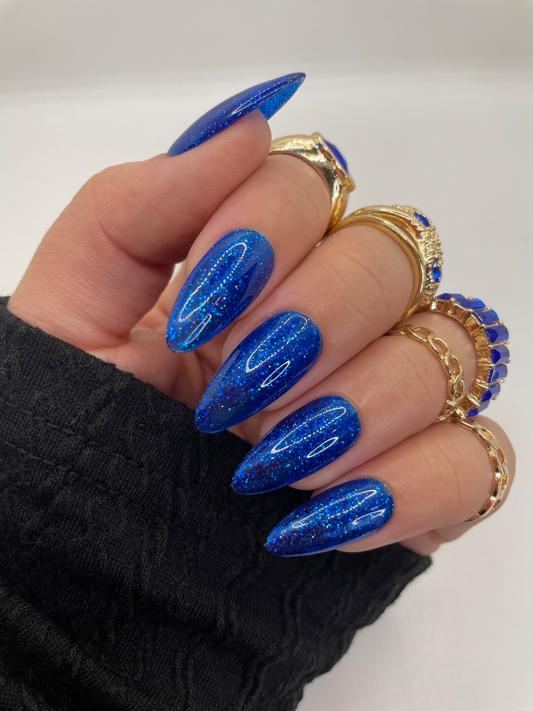 Blue Glitter Press on Nails, Press Ons, Nails, Press on Nails, Nail Set ...