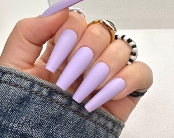 Press On Nails, Nails, Press Ons, Lavender Press On Nails, Purple Nails, Purple Matte Nails, Spring Nails