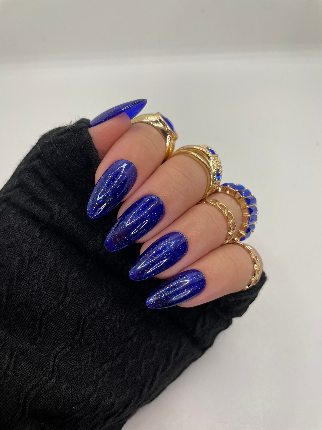 Blue Glitter Press on Nails Sparkly Nails Press Ons Nails Glue on Nails ...
