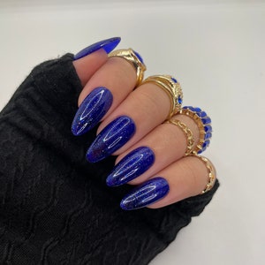 Blue Glitter Press On Nails - Sparkly Nails - Press Ons - Nails - Glue On Nails - Blue Nails - Long Coffin Nails