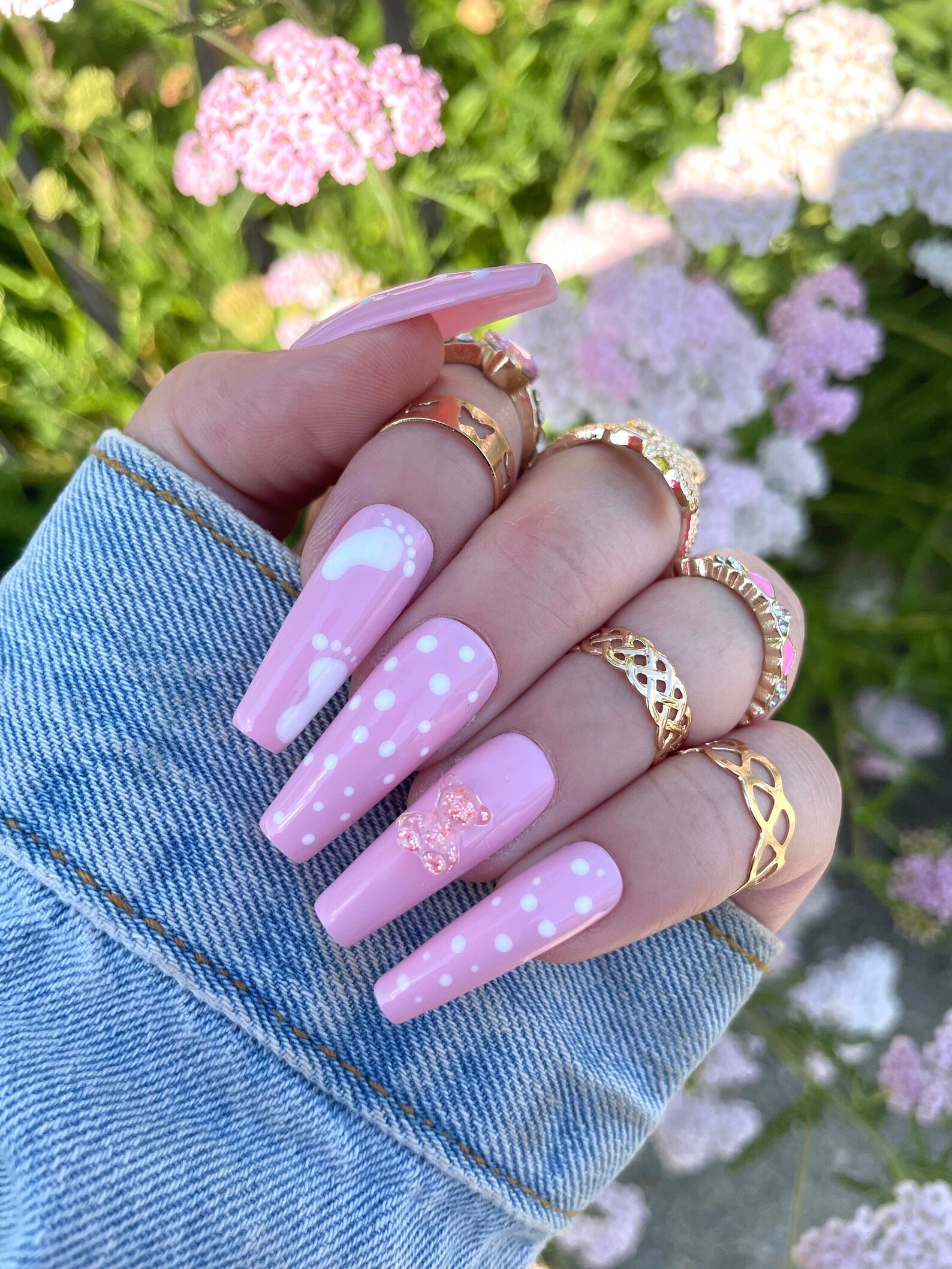 Baby Girl Nails Nails Baby Shower Nails Press on Nails Etsy