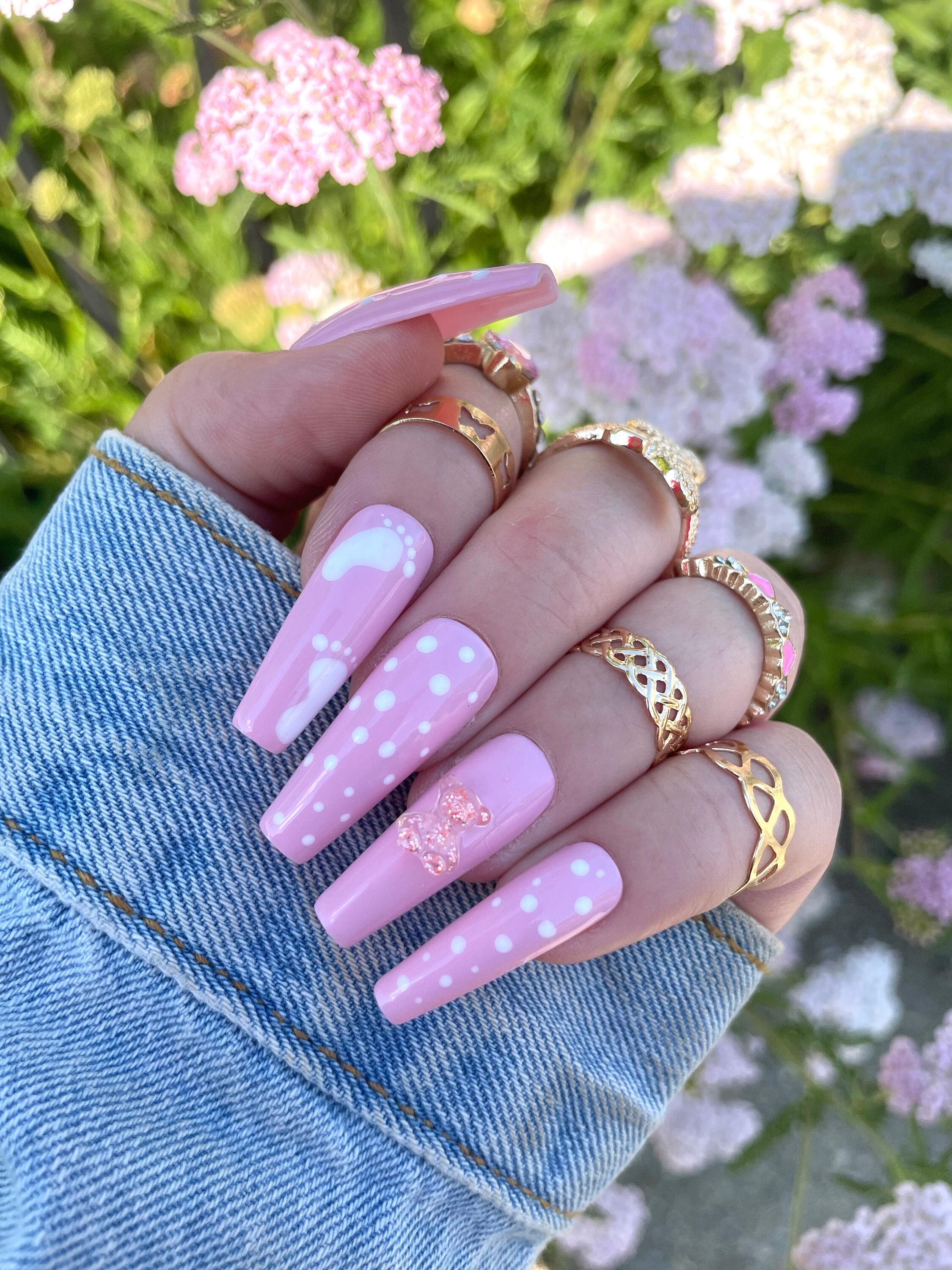 Baby Girl Nails Nails Baby Shower Nails Press on Nails Press Ons