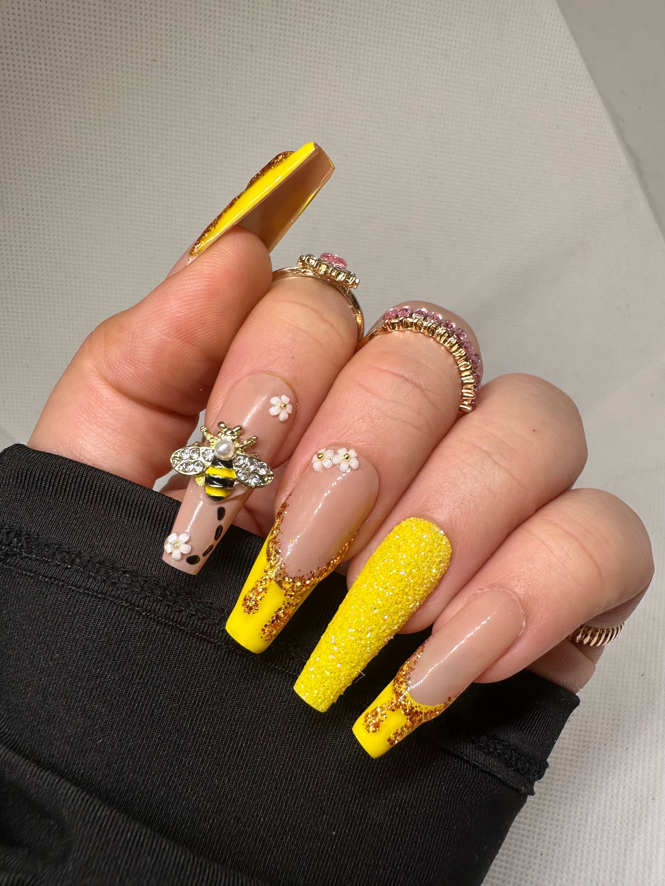Nail Supplies For Professionals Long Light Yellow Beauty Nail Tips Stiletto  AB Color Crystal - AliExpress