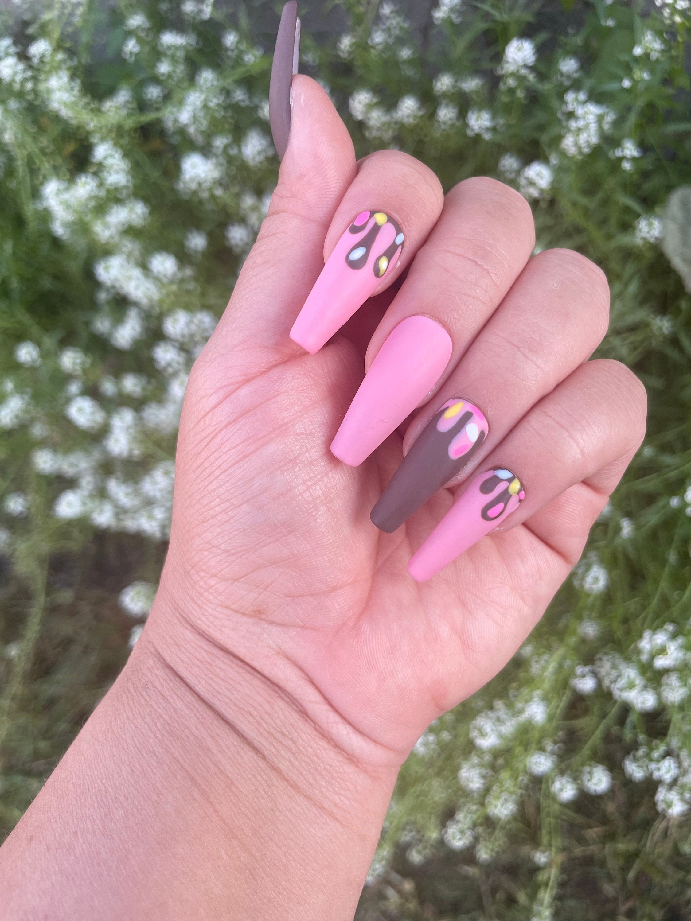 Ice Cream Drip Nails Ice Cream Nails Summer Nails Press | Etsy