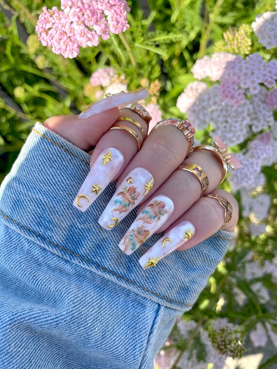 Cherubs Angel Nails Angel Nails Cherubs Angel Press Ons - Etsy