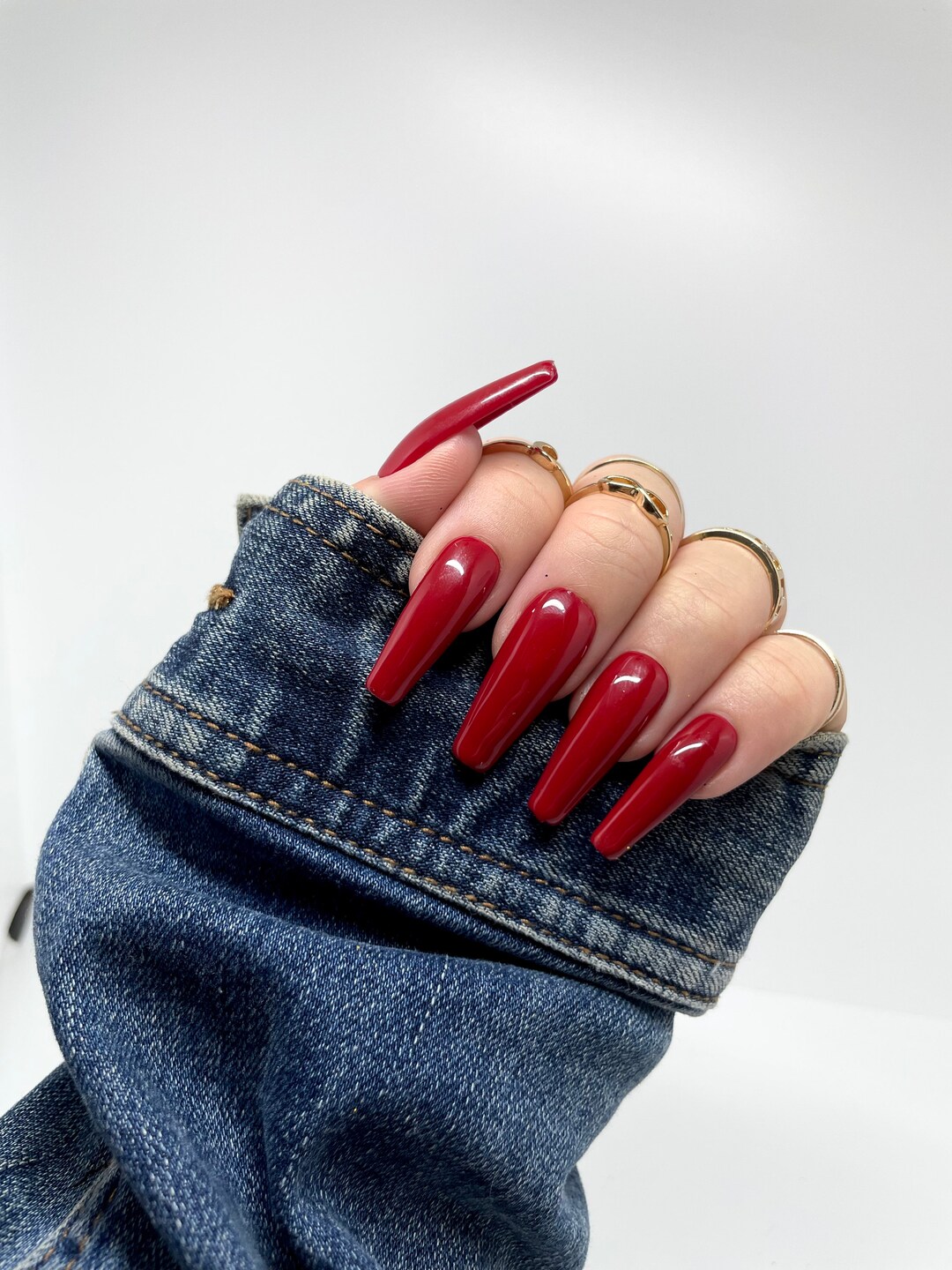 Ruby Red Press on Nails Press Ons Nail Set Red Nails - Etsy