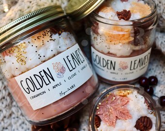 Golden Leaves Candle, Autumn Season, Autumn Candles, Fall accessories, Fall Home Decor, Pumpkin Decorations, Thanksgiving Decor, Pumpkin Pie