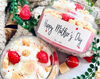 Strawberry Dream Dessert Candle, Mother's Day Candle, Customized Gifts