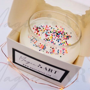 Sprinkle Birthday Cake Candle, Handmade Soy Blend Wax, Dessert Scented Candle