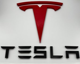 Tesla Wall Logo And Tesla Letters 3D-Big-Multiple Colors