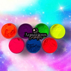 7 UV Neon Makeup pigment stack bundle for eyeshadow, body paint, eyeliner. Glow under blacklights. Black Friday| Holiday makeup gift set