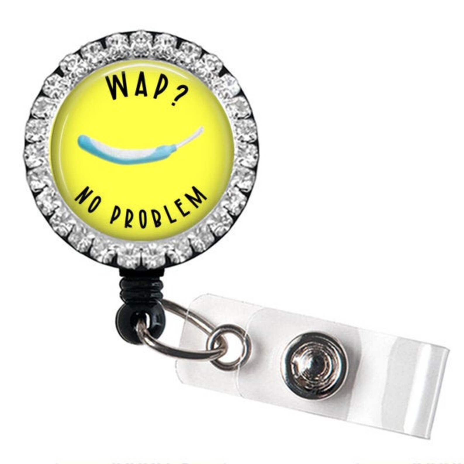 Funny Badge Reel WAP w/ Rhinestones Funny Badge Reel Etsy