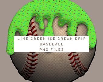 PNG Digital file. Lime Green baseball Ice Cream Drip numbers. Ready to download and print. For DTF, sublimation uv DTF, T-shirts, labels…