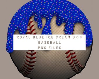 PNG Digital file. Royal Blue baseball Ice Cream Drip numbers. Ready to download and print. For DTF, sublimation uv DTF, T-shirts, labels…