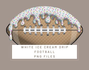 PNG Digital file. White Football  Ice Cream Drip numbers. Ready to download and print. For DTF, sublimation uv DTF, T-shirts, labels…