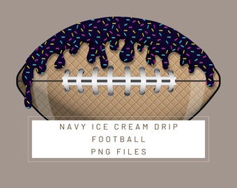 PNG Digital file. Navy Football  Ice Cream Drip numbers. Ready to download and print. For DTF, sublimation uv DTF, T-shirts, labels…
