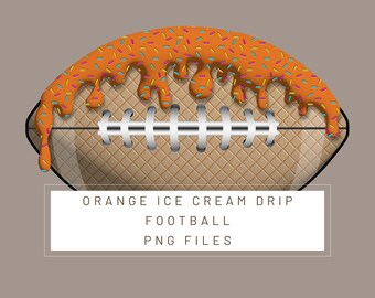 PNG Digital file. Orange Football  Ice Cream Drip numbers. Ready to download and print. For DTF, sublimation uv DTF, T-shirts, labels…