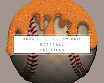 PNG Digital file. Orange baseball Ice Cream Drip numbers. Ready to download and print. For DTF, sublimation uv DTF, T-shirts, labels…