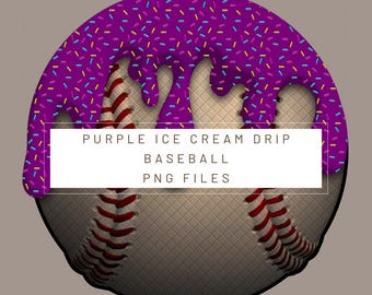 PNG Digital file. Purple baseball Ice Cream Drip numbers. Ready to download and print. For DTF, sublimation uv DTF, T-shirts, labels…