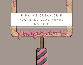 PNG Digital file. Pink Football Goal Ice Cream Drip numbers. Ready to download and print. For DTF, sublimation uv DTF, T-shirts, labels…