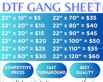 DTF Gang Sheet, Custom Direct-to-Film Transfers, DTF Rolls, DTF Prints, Custom Heat Transfers, Ready to Press, Digital Prints. 22 inch wide