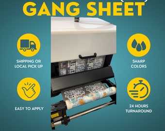 DTF Gang Sheet, Custom Direct-to-Film Transfers, DTF Rolls, DTF Prints, Custom Heat Transfers, Ready to Press, Digital Prints. 22 inch wide