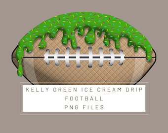 PNG Digital file. Kelly Green Football  Ice Cream Drip numbers. Ready to download and print. For DTF, sublimation uv DTF, T-shirts, labels…