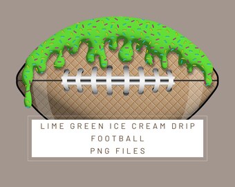 PNG Digital file. Lime Green Football  Ice Cream Drip numbers. Ready to download and print. For DTF, sublimation uv DTF, T-shirts, labels…