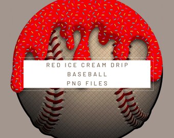 PNG Digital file. Red baseball Ice Cream Drip numbers. Ready to download and print. For DTF, sublimation uv DTF, T-shirts, labels…