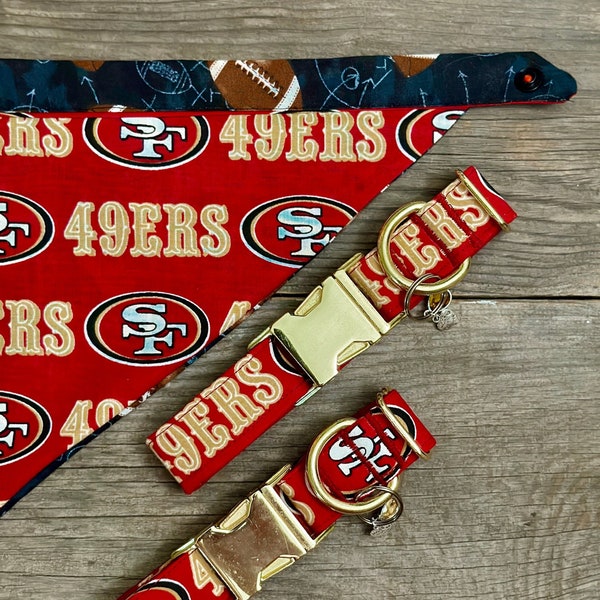 Double-Sided Dog Bandanna - 49ers & Footballs