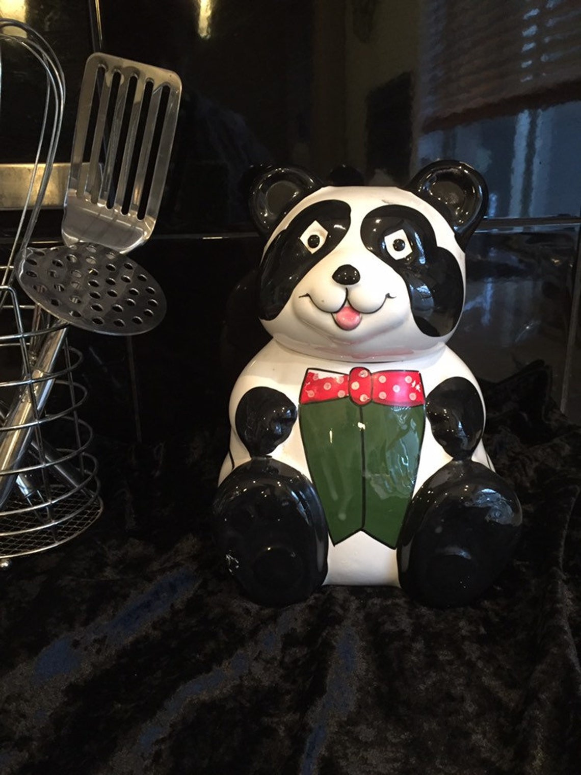 Vintage Panda Cookie Jar Ceramic Etsy