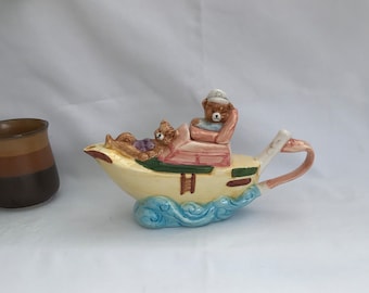 Vintage Quirky Bears on Boat Teapot