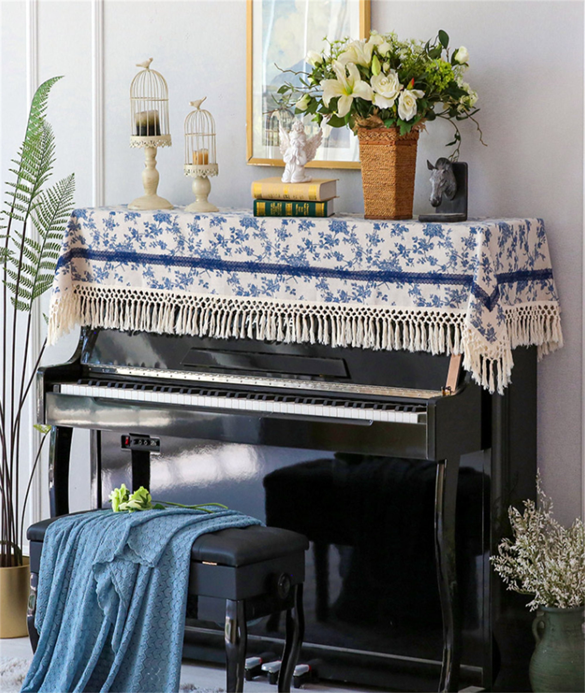 90200 French Piano Dust Cover Piano Half Cover Piano Fresh Cloth piano